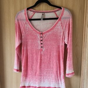 Women's Pink Long Sleeve Top with Button Detail
